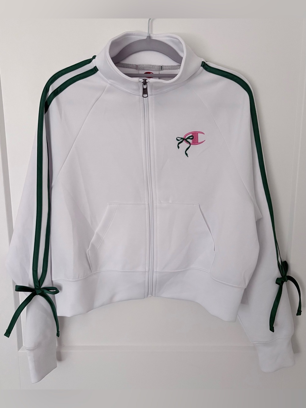 Champion White “In The Stands” Long Sleeve Full Zip Scuba Jacket - XS